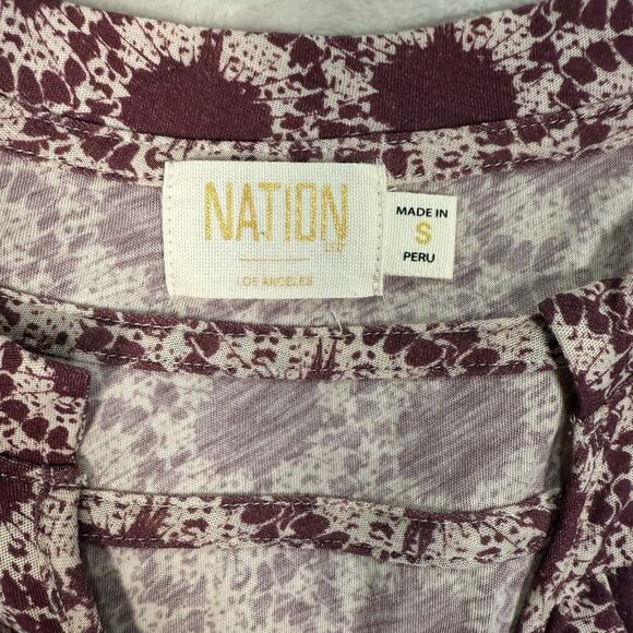 Nation LTD Women's Top Judith Yoked Tee Ikat V-neck Short Sleeve Size Small - Picture 4 of 8